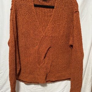 Free People Coco V-Neck Sweater in Rust Color